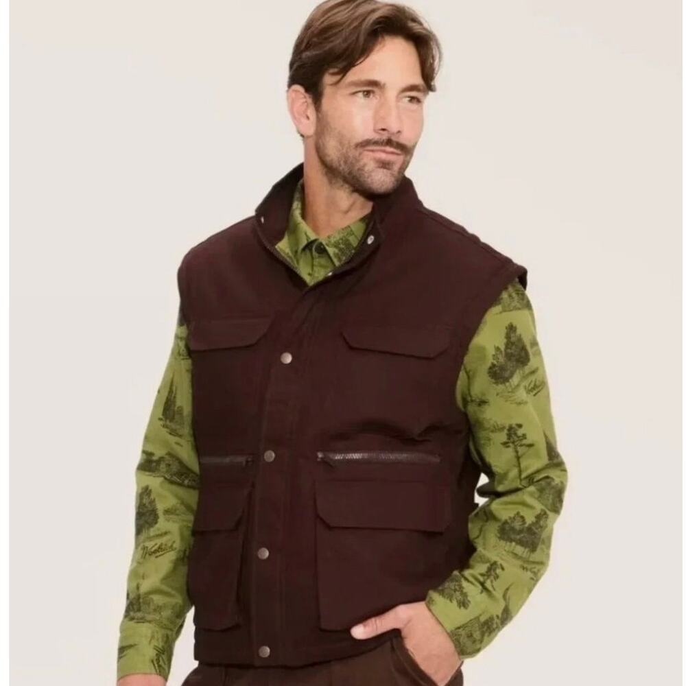 Woolrich x Target Brown Fisherman Vest Camo Lining Men's Medium NWT